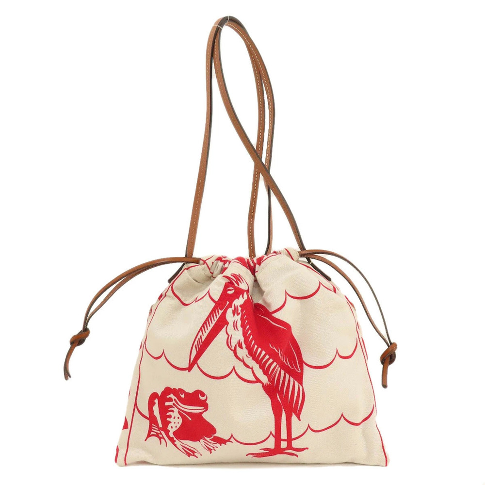 Loewe shoulder canvas frog drawstring bag Black